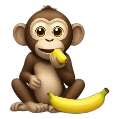 Monkey eating a banana sticker