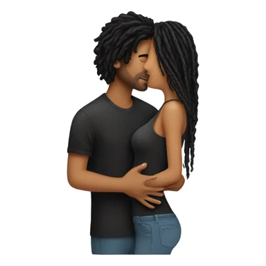 Black hair girl kissing guy with short dreads sticker