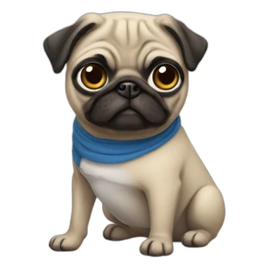 pug wearing a t-shirt sticker