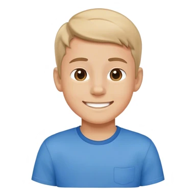 smiling boy in blue shirt sticker