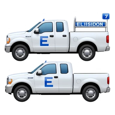 SINGLE WHITE PICKUP TRUCK SIDE VIEW "EllisDon" WRITTEN ON SIDE OF TRUCK BLUE LETTERS sticker