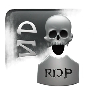 a black grave with the inscription R i P in silver sticker