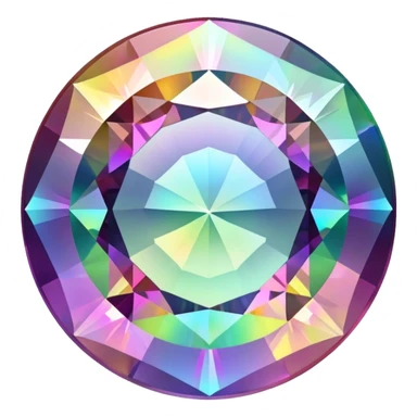 Round cut holographic mystic quartz gemstone with rainbow iridescence and sparkling facets sticker