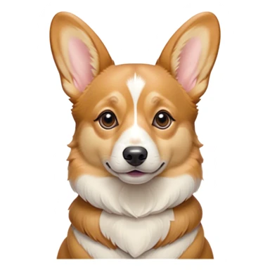 Cinematic Noble Fawn Corgi Portrait Emoji, Poised and regal, with a sturdy, compact build, a smooth fawn coat accented by crisp white markings, and low-set, perky ears, deep-set soulful brown eyes, Simplified yet sharp and sophisticated features, highly detailed, glowing with a soft, dignified glow, high shine, intelligent and loyal, stylized with an air of determination, focused and attentive, soft glowing outline, capturing the essence of a watchful and confident herder, so majestic it feels as though it could trot out of the screen with effortless authority! sticker