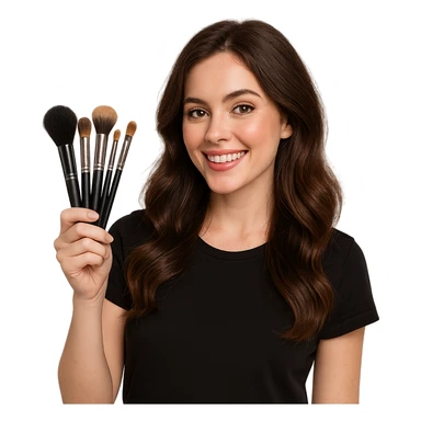 person holding makeup brushes, variation 4 sticker