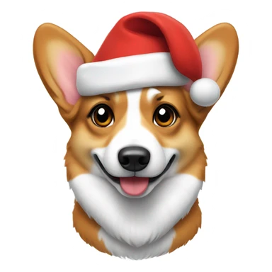 Tricolor corgi wearing a Santa hat sticker