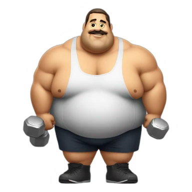 Big Fat man Portuguese with dumbbells burger sticker