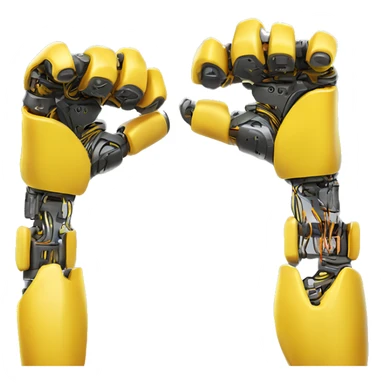 Flexing yellow robotic bicep with shocks and circuits that’s attached to the forearm sticker