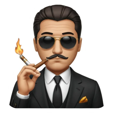 Italian gangster, tailored suit, cigar, dark shades, sticker