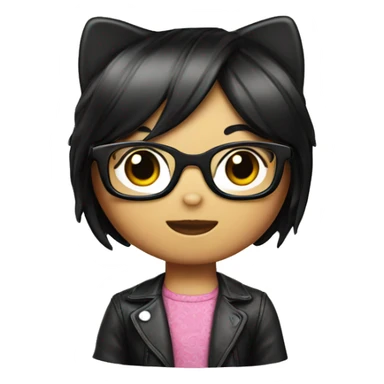 hello kitty with glasses and black hair sticker