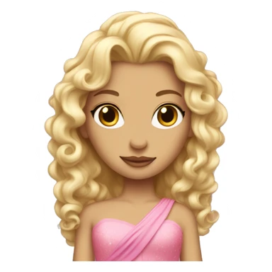 blonde princess with long curly hair and pink ballgown sticker