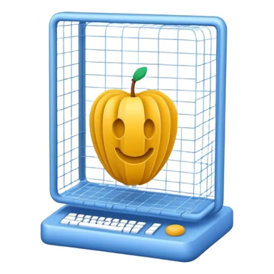 Create an emoji for 3D visualization and modeling. Show a 3D object with wireframe lines and a 3D modeling tool interface. Use modern, professional colors. Do not include any emojis or smiley faces. Make the background transparent. sticker