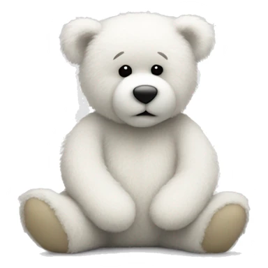 White fluffy teddy bear sitting down sticker