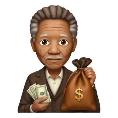 morgan freeman holding money bag sticker