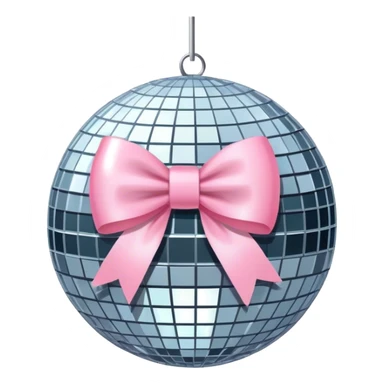 Disco ball with a light pink bow sticker