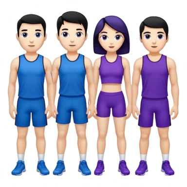 4people 2 men and 2 women. with black hair and white skin. ready to create a team. with blue and purple clothes sticker