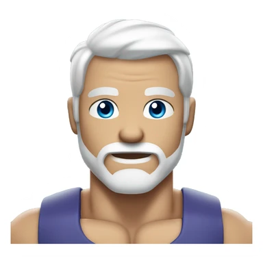 Muscly man with white hair and beard and blue eyes and muscles flexing  sticker