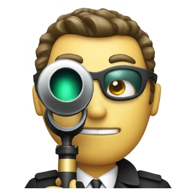 Secret agent with a spyglass reviewing code sticker