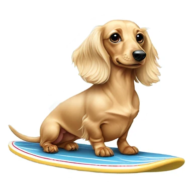 Long haired miniature dachshund cream colour on surfboard sticker