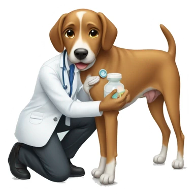 Dog receiving vaccine sticker