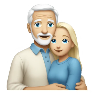 White grandparents hugging blonde granddaughter all blue eyes sticker