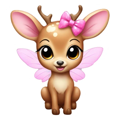 baby deer with fairy wings and a pink bow around its neck  sticker