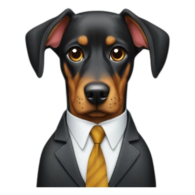 Doberdore dog (floppy ears) in tie and with briefcase  sticker