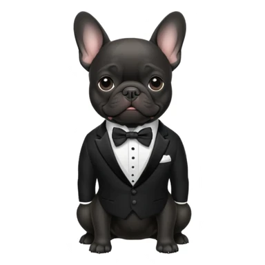 Black french bulldog wearing a tuxedo sticker