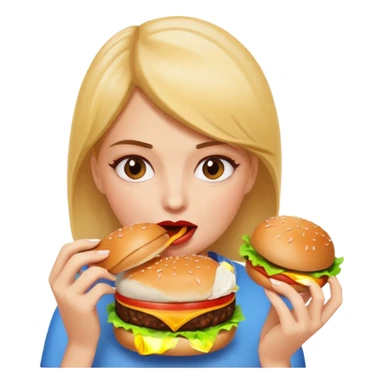 women eat burger sticker