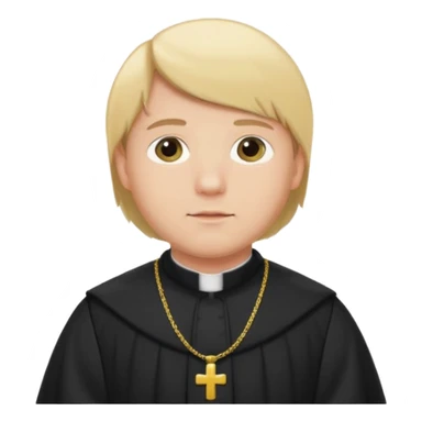 pregnant man with parted blonde middle hair  and dressed like a catholic priest  sticker