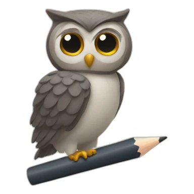 an owl writing with a pencil sticker