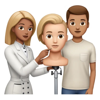 hairstylist teaching students using mannequin head sticker