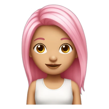 Cute white Brazilian girl with straight pink hair sticker