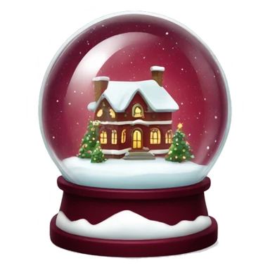 Burgundy Christmas decorated snow globe sticker