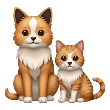 Minimalistic flat vector icon, iOS style, thin black contour on white background. Cat and dog sitting together. Clean, no text, no shadows. sticker
