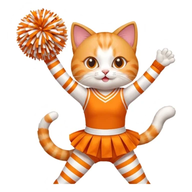 A cat in a tiny cheer outfit shaking pom-poms with bright enthusiasm. sticker