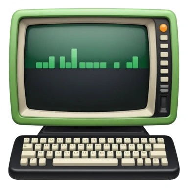 mac os icon code computer retro terminal, black and green sticker