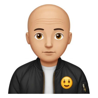 bald man in black bomber jacket sticker