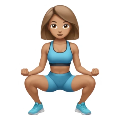 Beautiful woman with light brown shoulder length hair popping a squat without any weights sticker