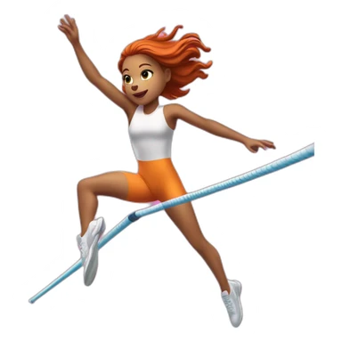 pole vault girl during jump distanced legs from down dressed as the girl in fifth element movie sticker