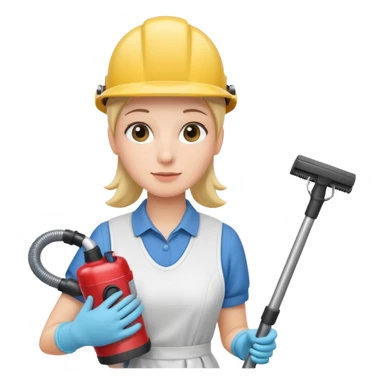 técnico de limpieza sujetando una aspiradora sticker