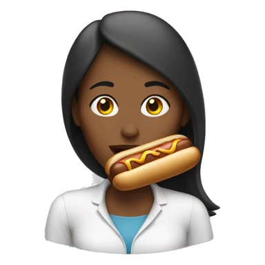 woman eating hot dog sticker