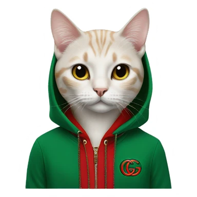 CAT wearing a gucci hoodie sticker
