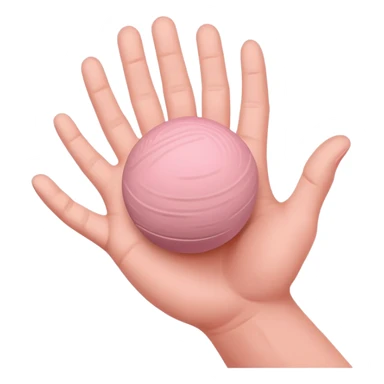 hand lightly tapping a pink ball of clay in the palm for surface shaping sticker