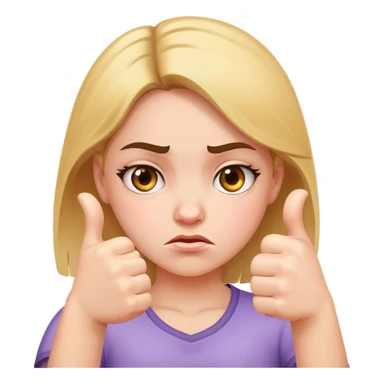 girl with a from on her face throwing her thumbs down  sticker