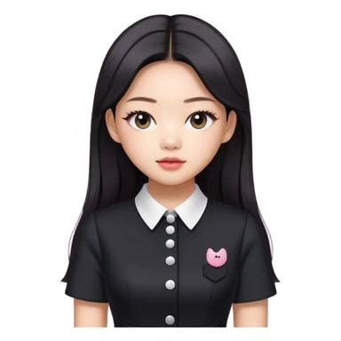 Jennie Kim from Blackpink, medium shot, wearing a stylish office dress sticker