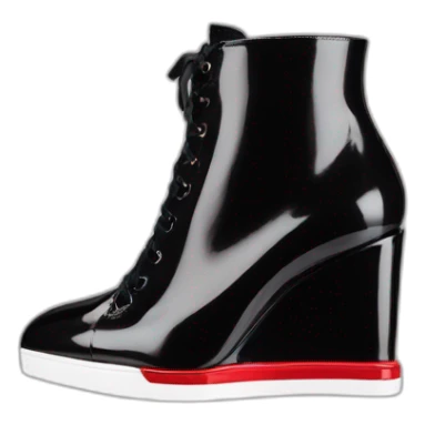 One WEDGE heel LOUBOUTIN black leather PATENT sticker