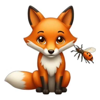 Fox with bug sticker