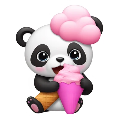 Make a pink panda eating a pink ice cream sticker