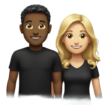 boy and girl in black shirts smiling sticker